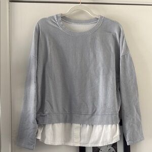 Gray Women's Sweatshirt with Layered Design